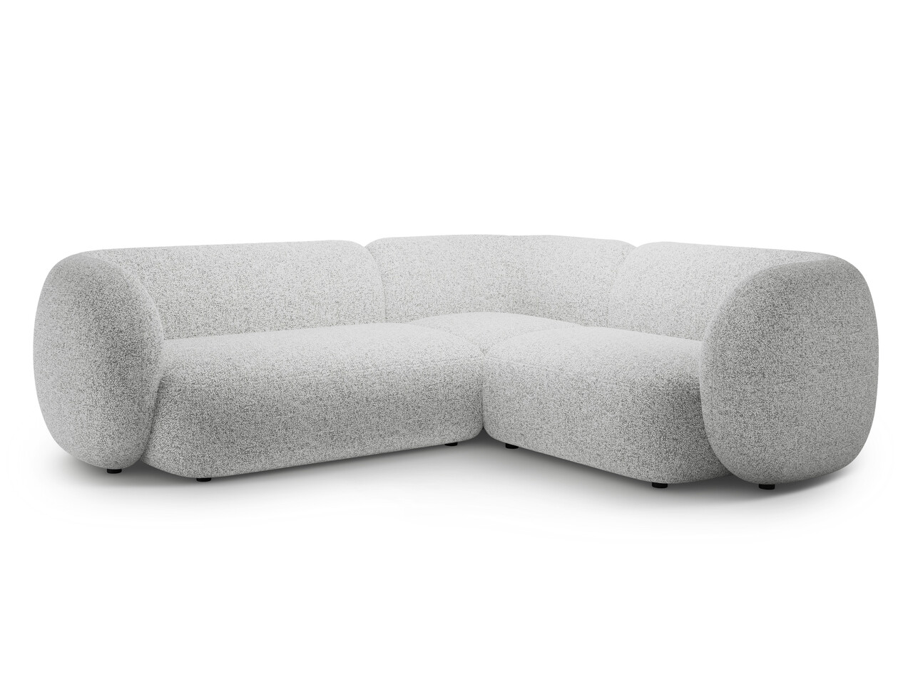 Coltar dreapta 4 locuri, Kate, Micadoni Home, 252x220x76 cm, tesatura structurata, gri deschis melanj Colțare